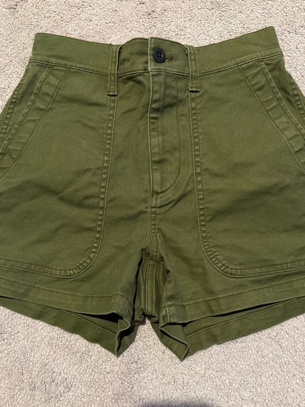 Madewell Olive Green High-Waist Utility Shorts